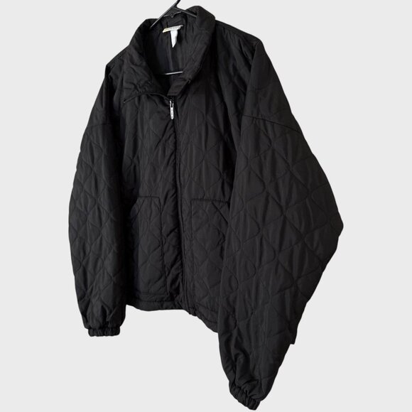 Zella Zip-Up Quilted Bomber Jacket Black Women's Medium Mock Neck Long-Sleeve - Picture 2 of 14